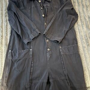 We The Free Charcoal Button-Up Jumpsuit